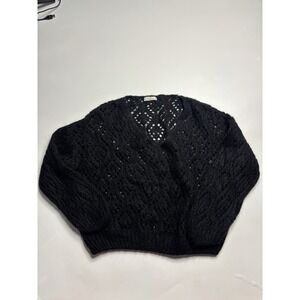 By Coco Made In Italy Women's Size M Open Knit Black Boho Beach Sweater